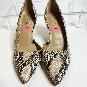 Bandolino Women's D'Orsay‎ Heels 3" Sz 10 Snakeskin Pointed Toe Dress Shoes 80s
